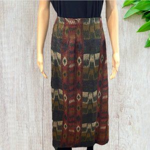 VINTAGE GABRIELLA -- Maxi Skirt, Southwest Print, Wrap Around, Velcro Closure